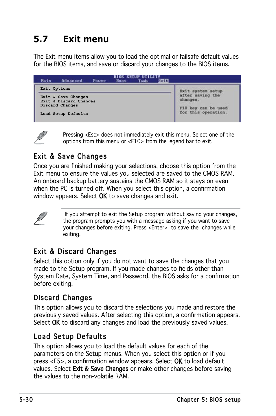 7 exit menu, Exit & discard changes, Discard changes | Load setup defaults, Exit & save changes | Asus T3-P5945GC User Manual | Page 77 / 79