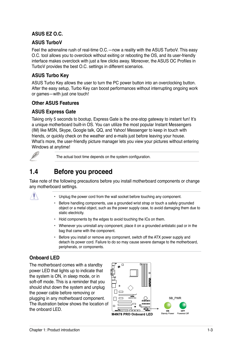 4 before you proceed | Asus M4N78 Pro User Manual | Page 13 / 64