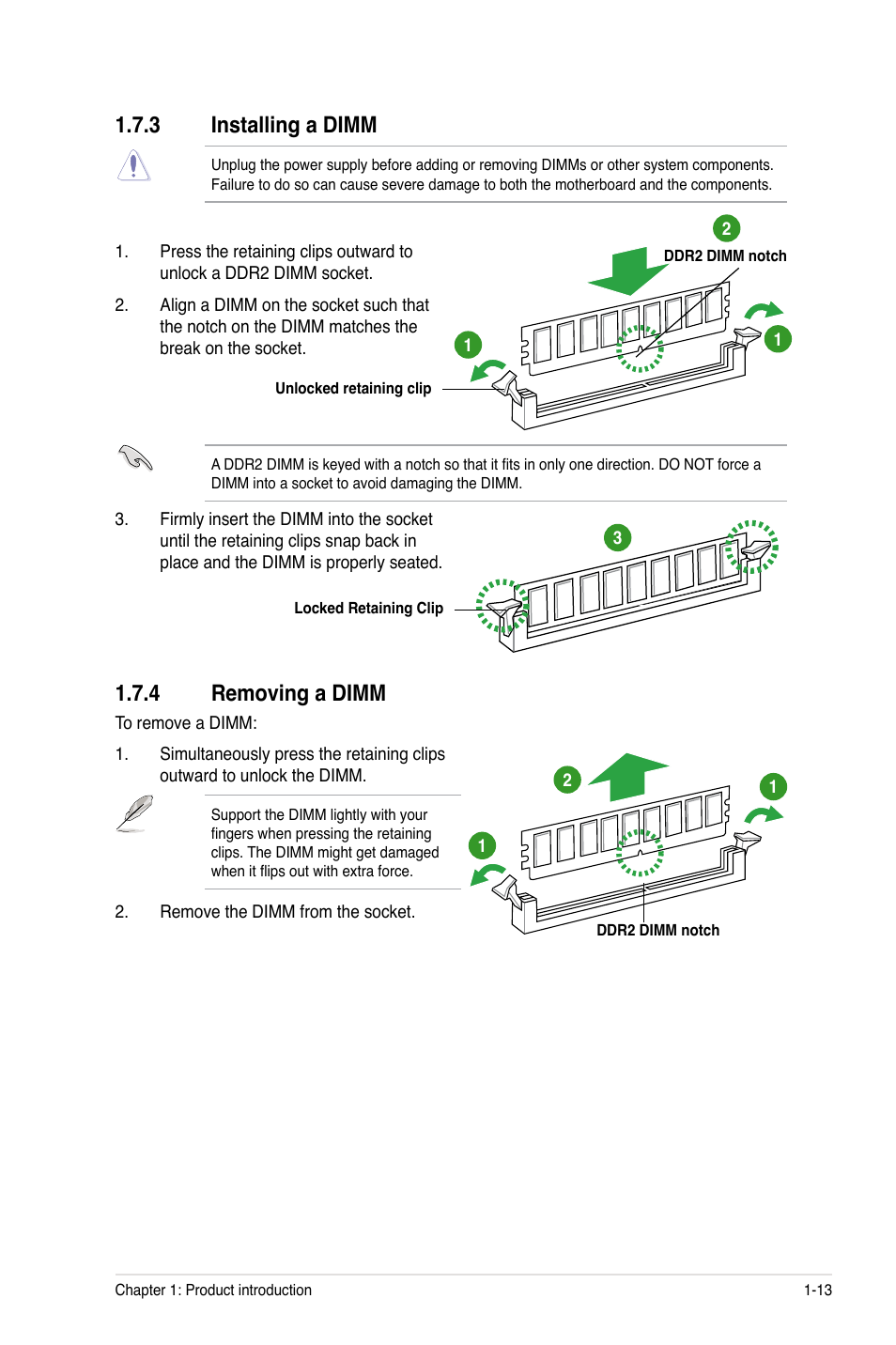 3 installing a dimm, 4 removing a dimm | Asus M4N78 Pro User Manual | Page 23 / 64