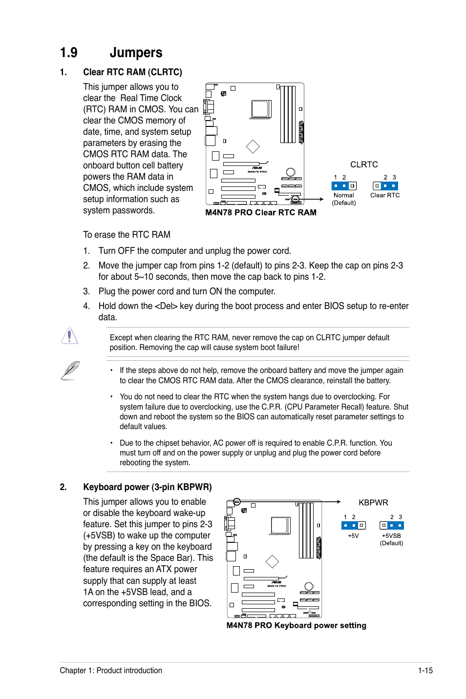 9 jumpers | Asus M4N78 Pro User Manual | Page 25 / 64