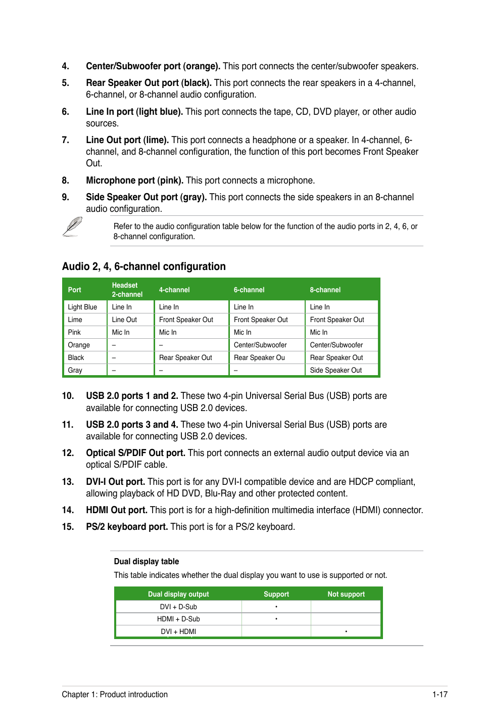 Audio 2, 4, 6-channel configuration | Asus M4N78 Pro User Manual | Page 27 / 64