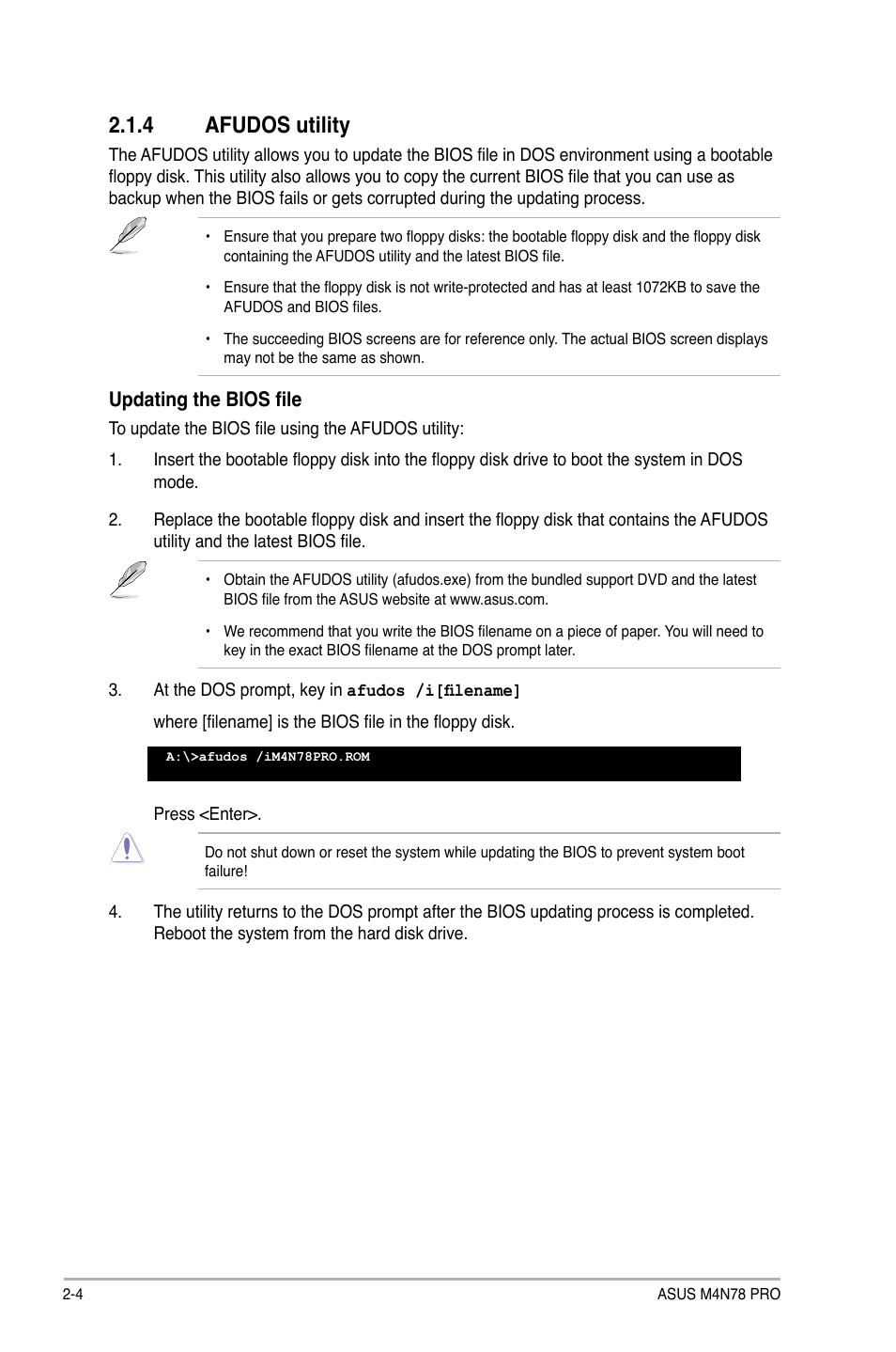 4 afudos utility | Asus M4N78 Pro User Manual | Page 40 / 64