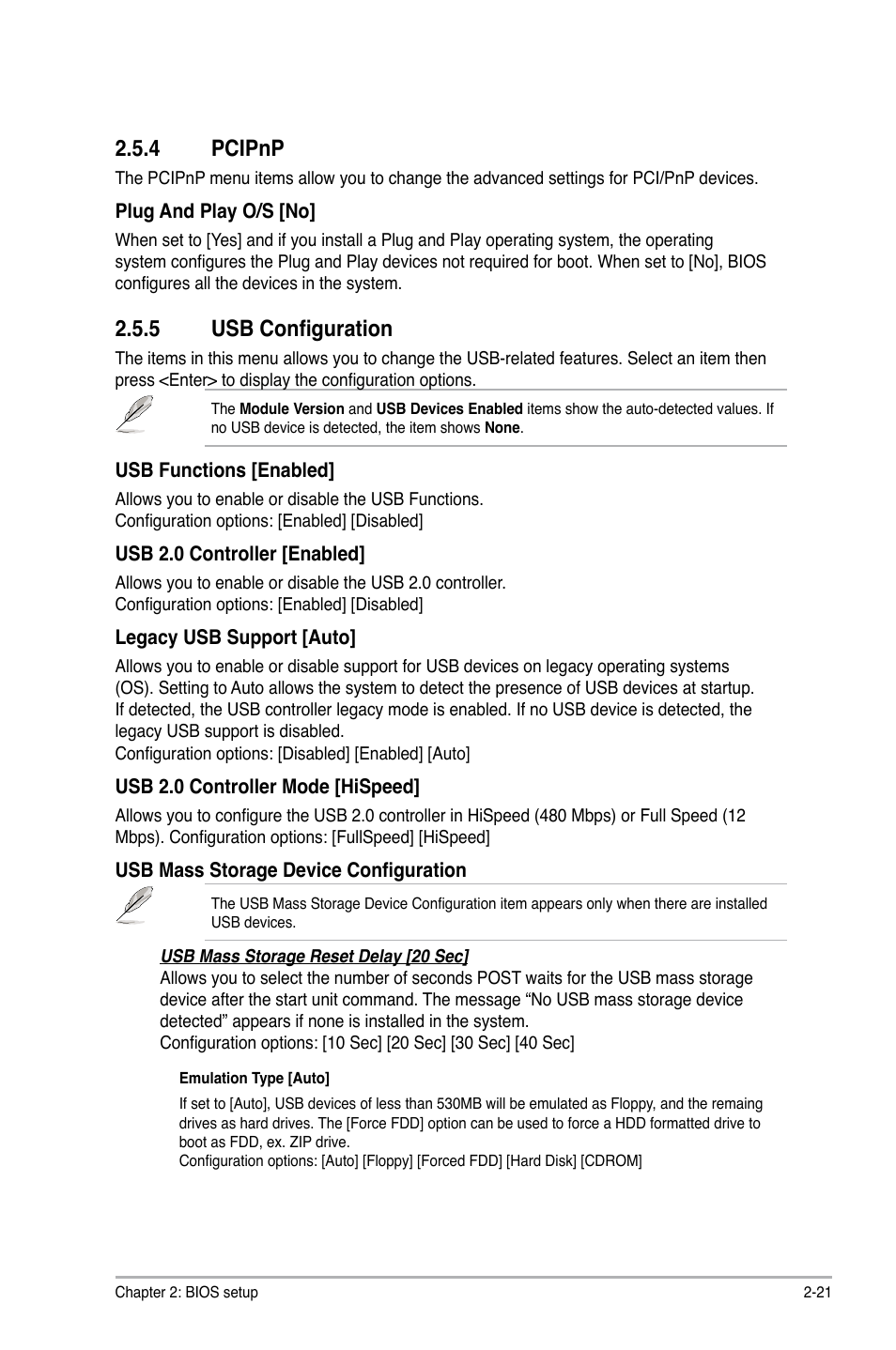 4 pcipnp, 5 usb configuration | Asus M4N78 Pro User Manual | Page 57 / 64