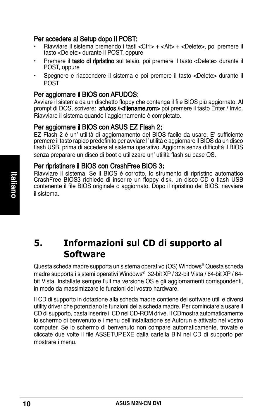 Informazioni sul cd di supporto al software | Asus M2N-CM DVI User Manual | Page 10 / 38