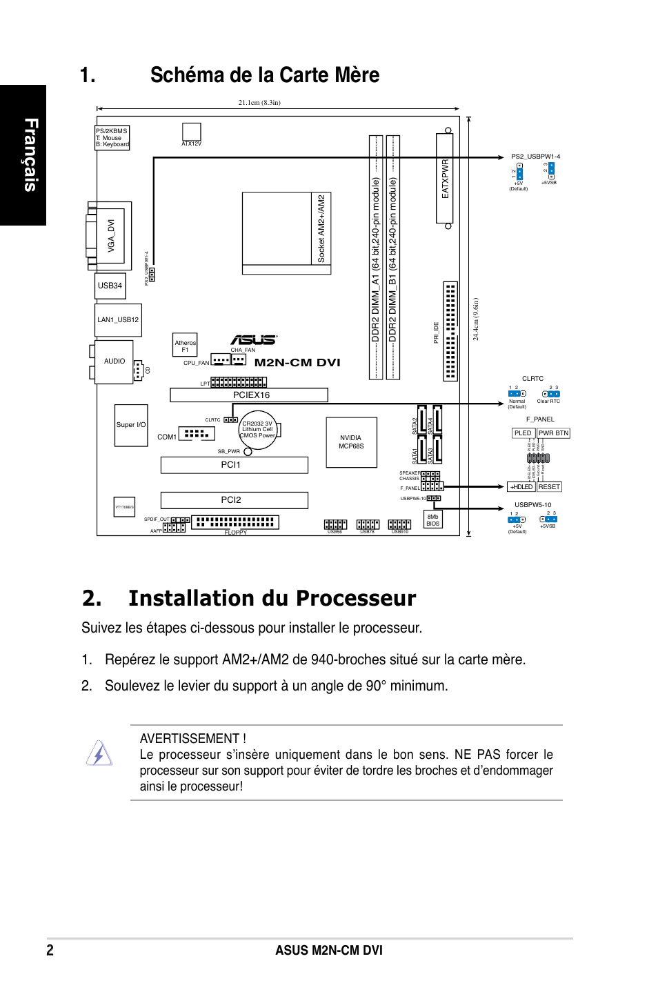 Français, Asus m2n-cm dvi, M2n-cm dvi | Socke tam2 | Asus M2N-CM DVI User Manual | Page 2 / 38