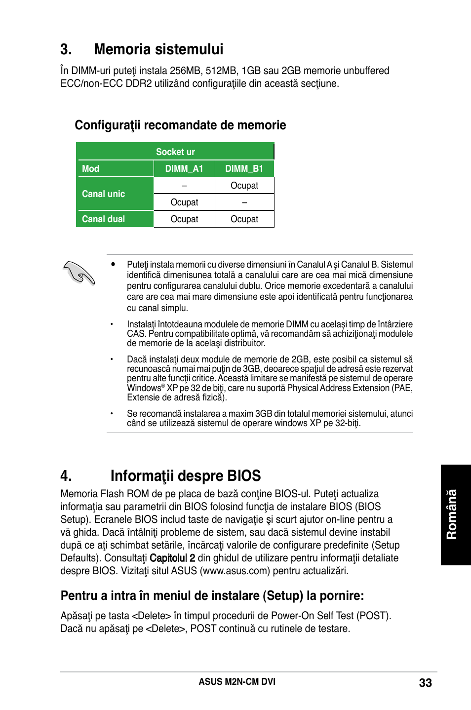 Informaţii despre bios | Asus M2N-CM DVI User Manual | Page 33 / 38