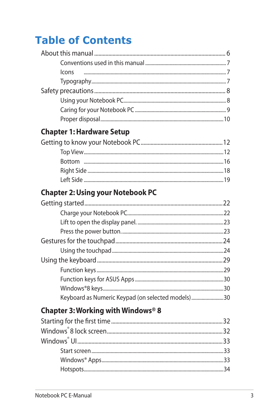 Asus 1015E User Manual | Page 3 / 98