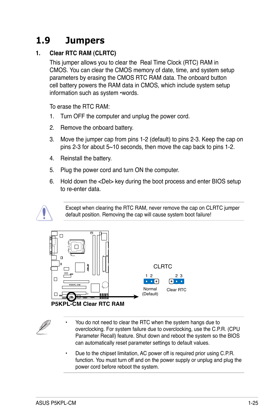 9 jumpers | Asus P5KPL-CM User Manual | Page 37 / 90