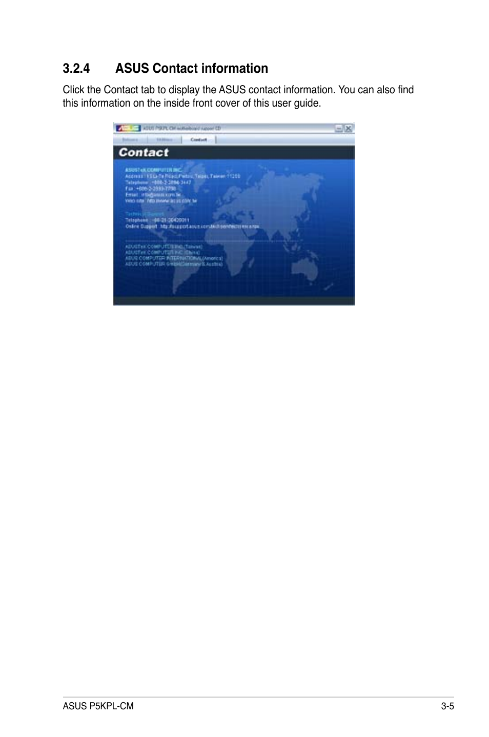 4 asus contact information | Asus P5KPL-CM User Manual | Page 89 / 90
