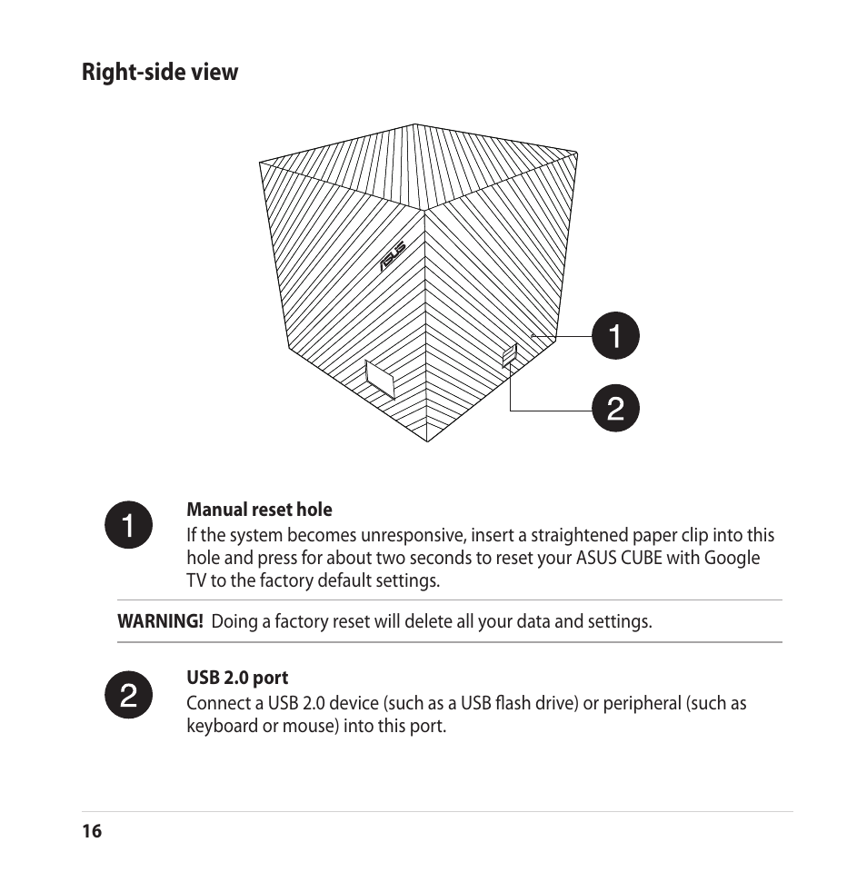 Right-side view | Asus CUBE with Google TV User Manual | Page 16 / 66