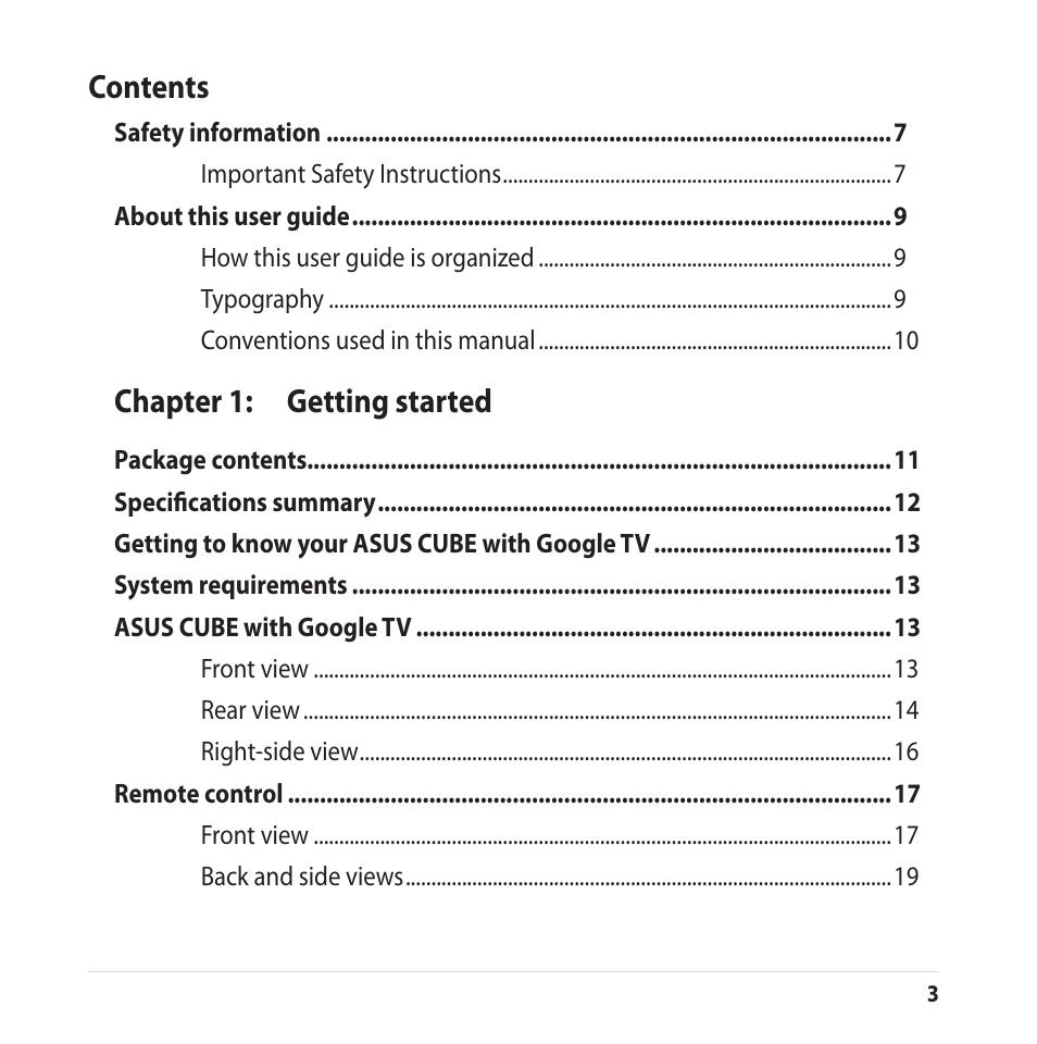 Asus CUBE with Google TV User Manual | Page 3 / 66