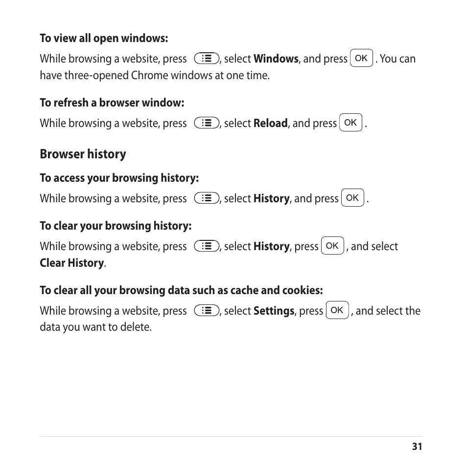 Browser history | Asus CUBE with Google TV User Manual | Page 31 / 66