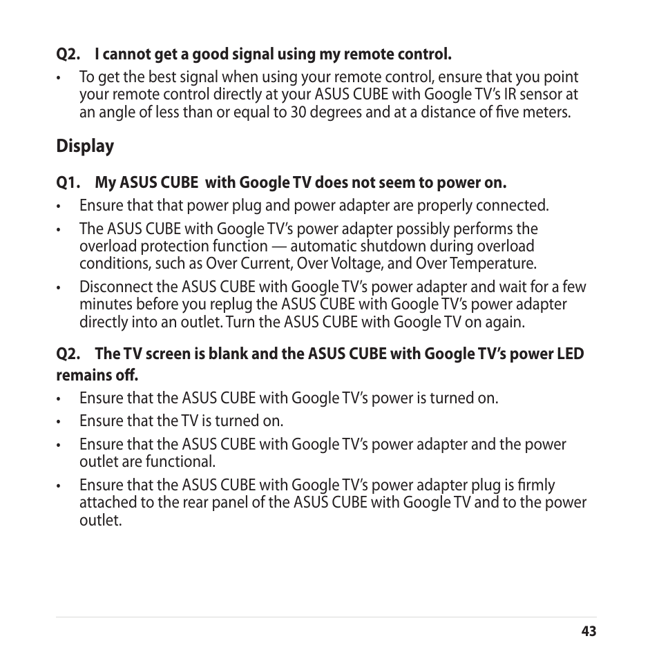 Display | Asus CUBE with Google TV User Manual | Page 43 / 66