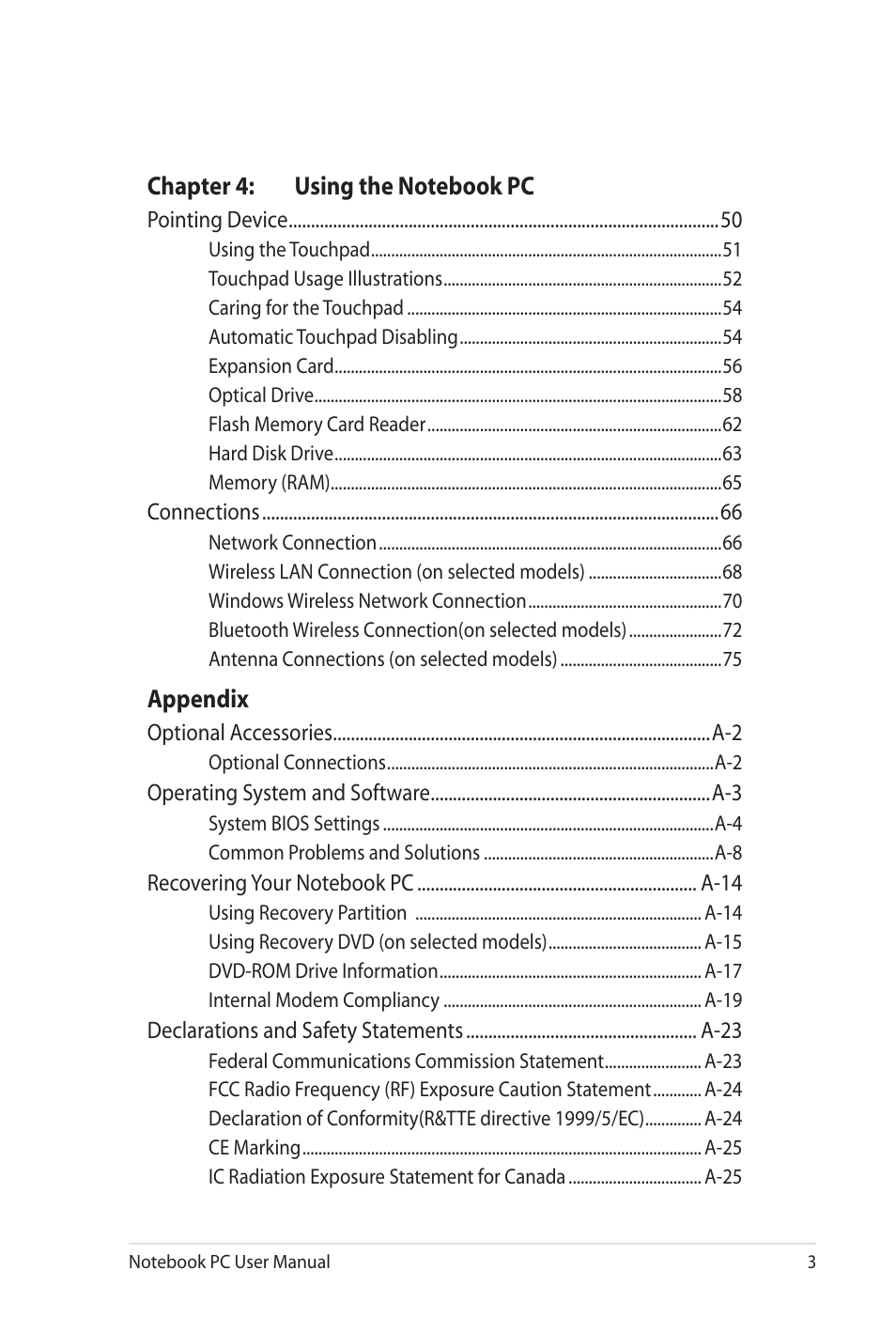 Asus G60J User Manual | Page 3 / 114