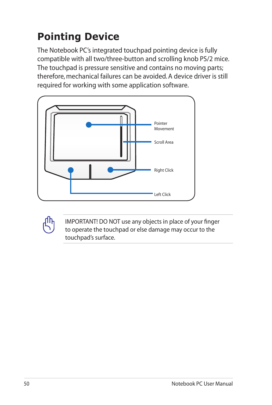 Pointing device | Asus G60J User Manual | Page 50 / 114