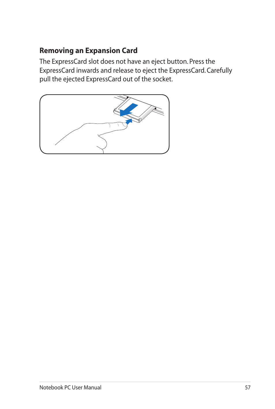 Removing an expansion card | Asus G60J User Manual | Page 57 / 114