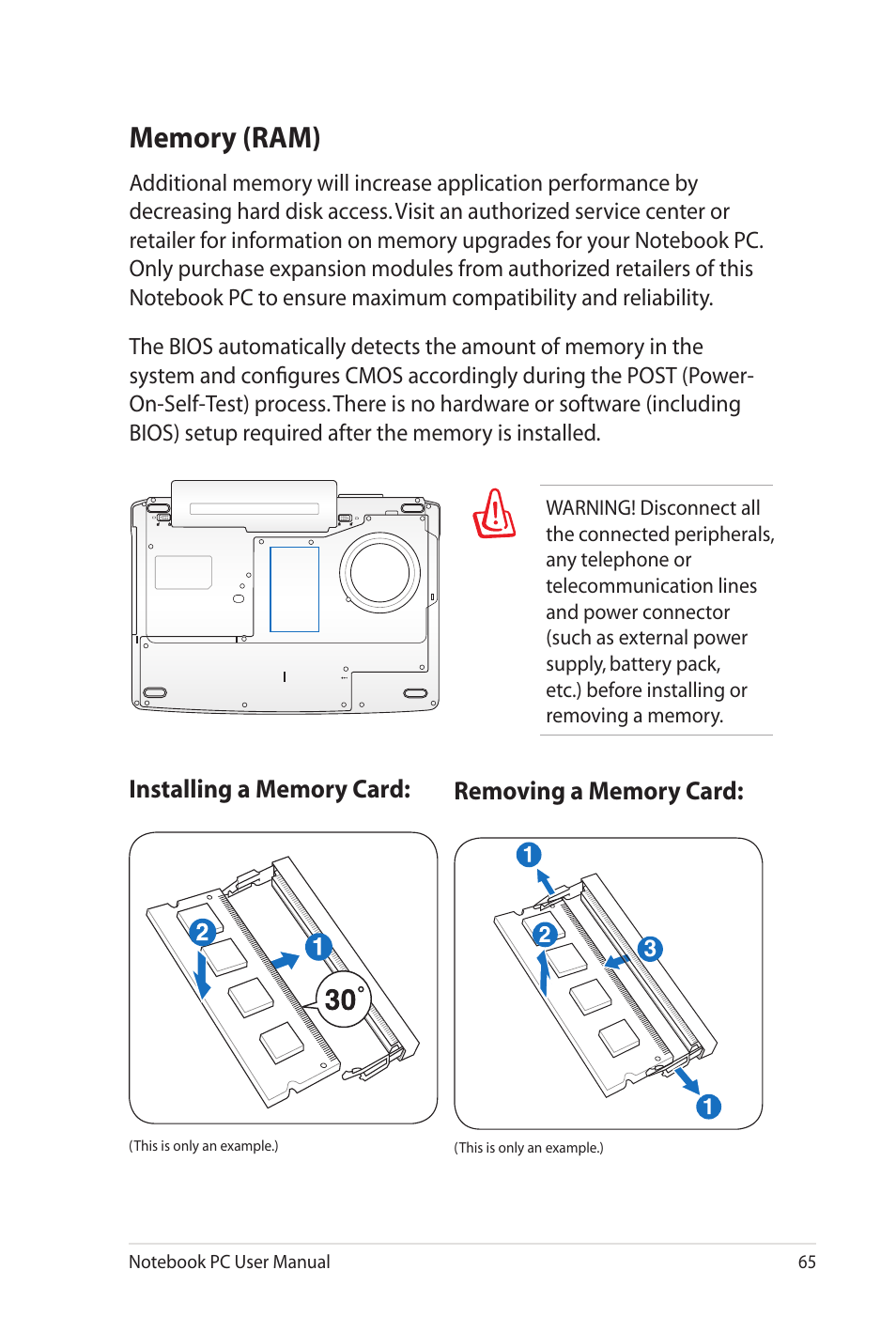 Memory (ram) | Asus G60J User Manual | Page 65 / 114