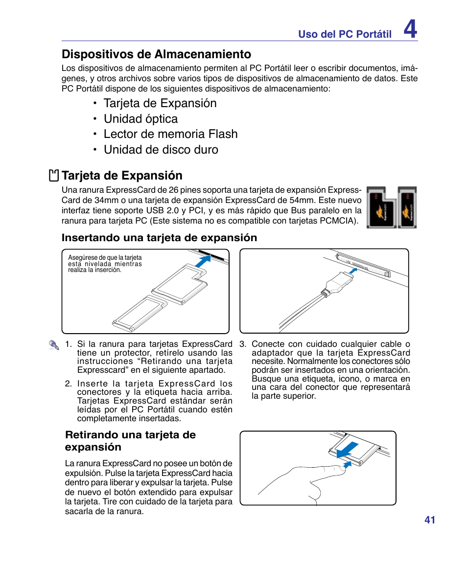 Dispositivos de almacenamiento | Asus P80A User Manual | Page 41 / 82