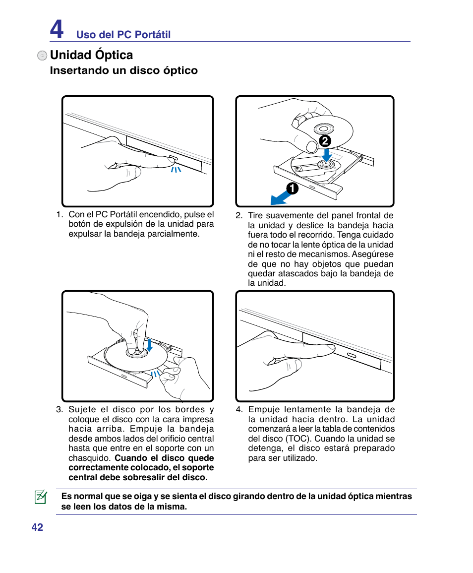 Unidad óptica | Asus P80A User Manual | Page 42 / 82