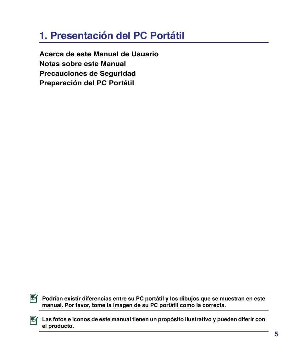 Presentación del pc portátil | Asus P80A User Manual | Page 5 / 82