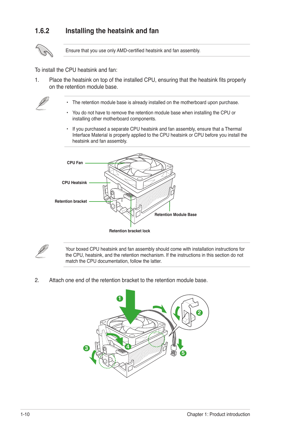 2 installing the heatsink and fan, Installing the heatsink and fan -10 | Asus M4A88T-M/USB3 User Manual | Page 22 / 68