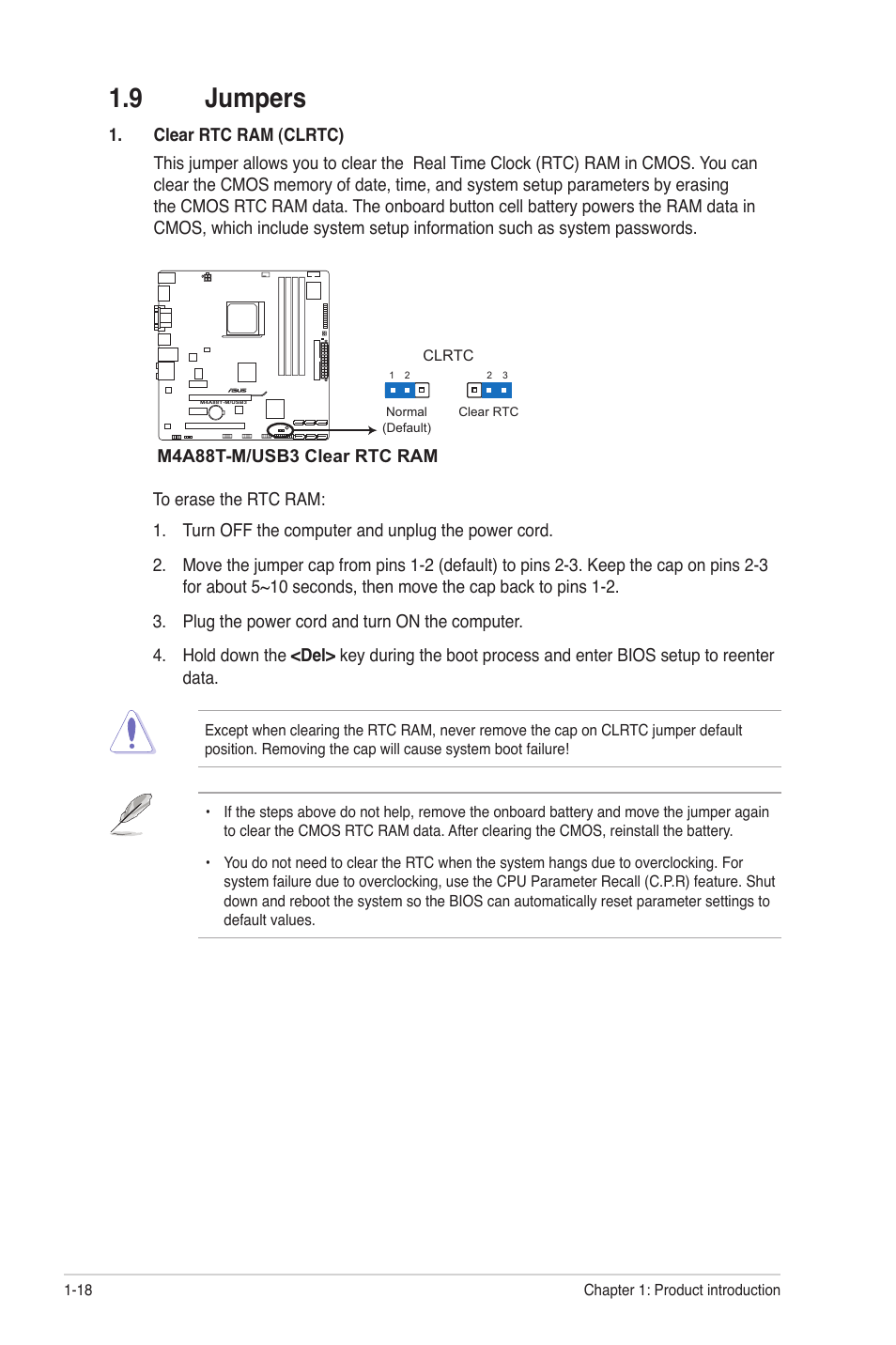 9 jumpers, Jumpers -18 | Asus M4A88T-M/USB3 User Manual | Page 30 / 68