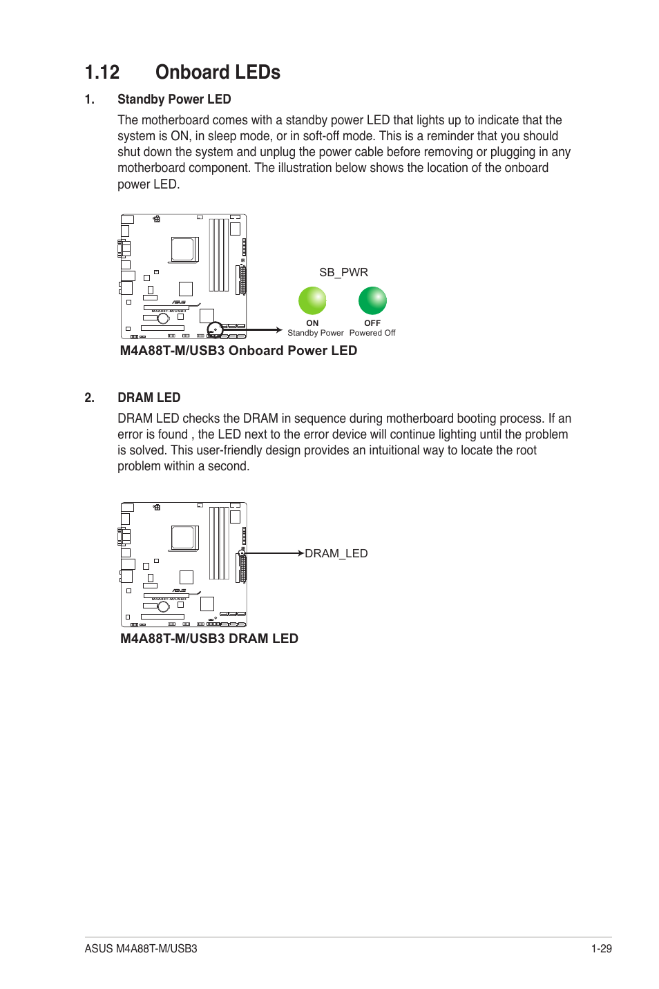 12 onboard leds, 12 onboard leds -29 | Asus M4A88T-M/USB3 User Manual | Page 41 / 68