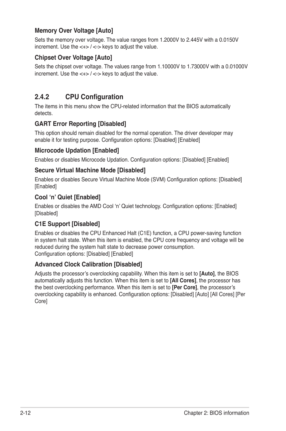 2 cpu configuration, Cpu configuration -12 | Asus M4A88T-M/USB3 User Manual | Page 54 / 68