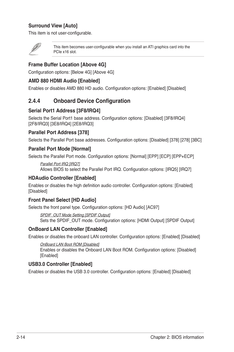 4 onboard device configuration, 4 onboard device configuration -14 | Asus M4A88T-M/USB3 User Manual | Page 56 / 68