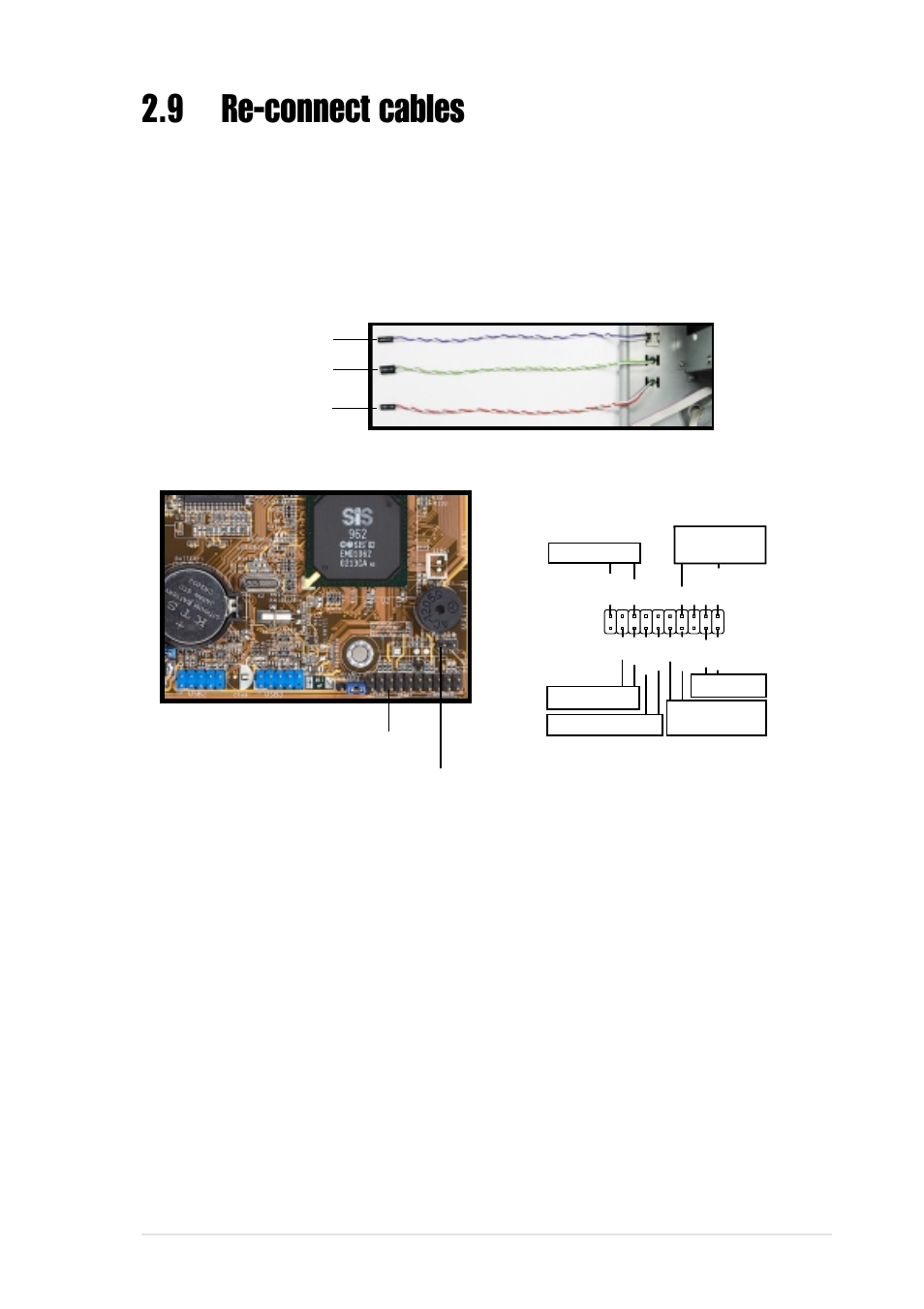 9 re-connect cables, 1 led cables | Asus Terminator P4 533 User Manual | Page 29 / 98