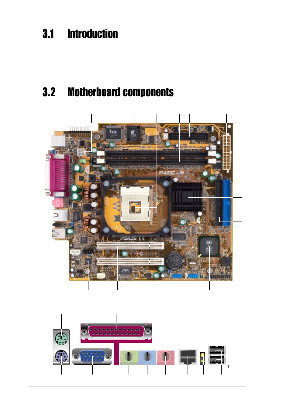 1 introduction, 2 motherboard components | Asus Terminator P4 533 User Manual | Page 36 / 98