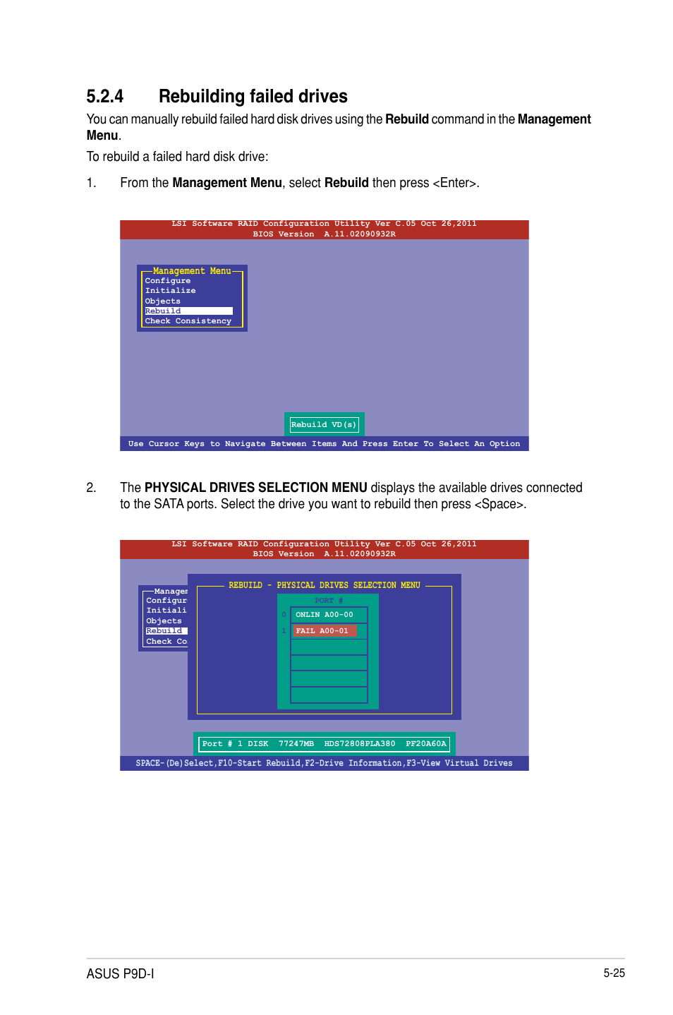 Rebuilding failed drives -25, 4 rebuilding failed drives, Asus p9d-i | Asus P9D-I User Manual | Page 115 / 182
