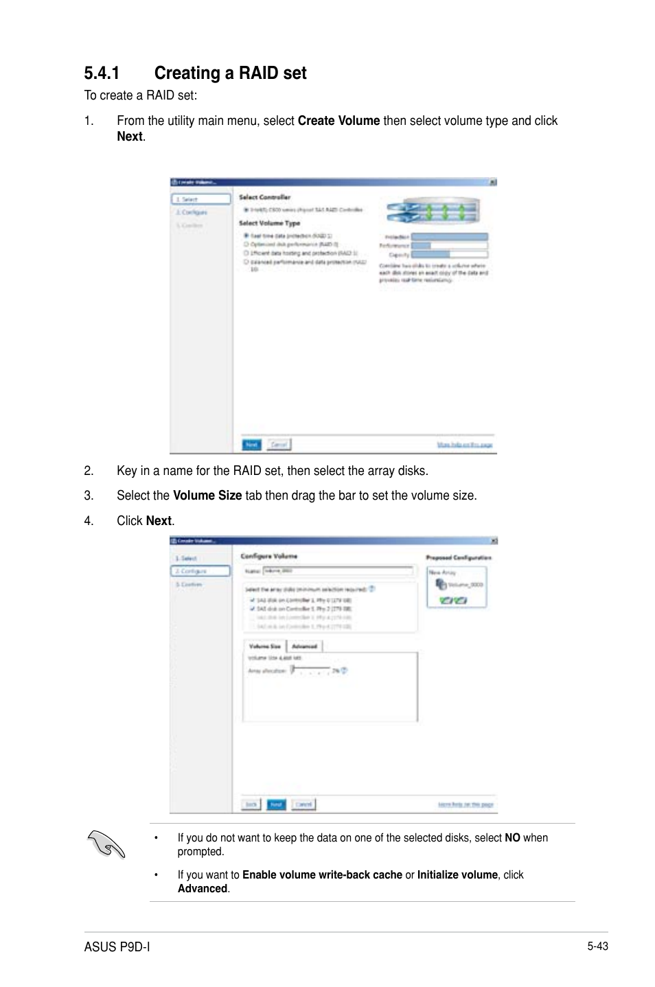 Creating a raid set -43, 1 creating a raid set | Asus P9D-I User Manual | Page 133 / 182