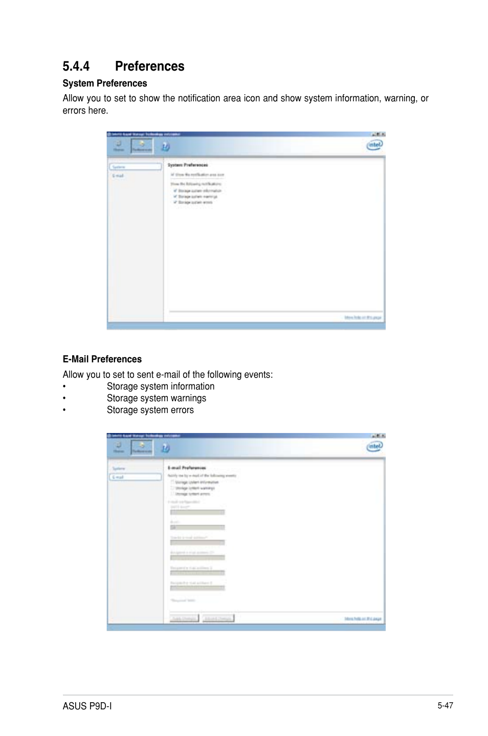 Preferences -47, 4 preferences | Asus P9D-I User Manual | Page 137 / 182