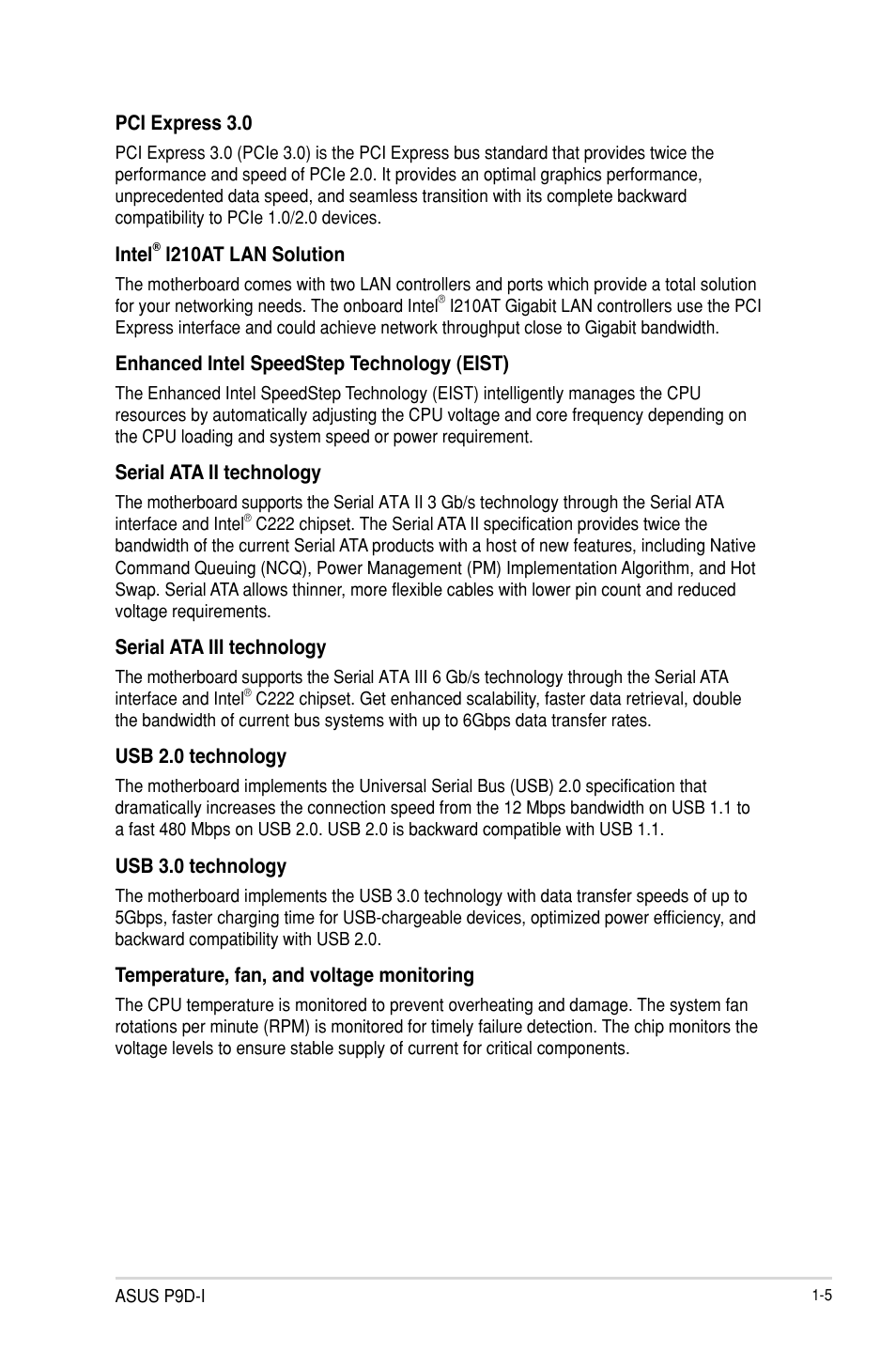 Asus P9D-I User Manual | Page 19 / 182