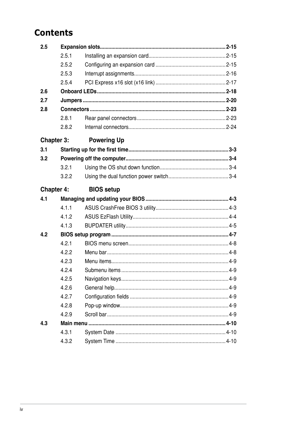 Asus P9D-I User Manual | Page 4 / 182