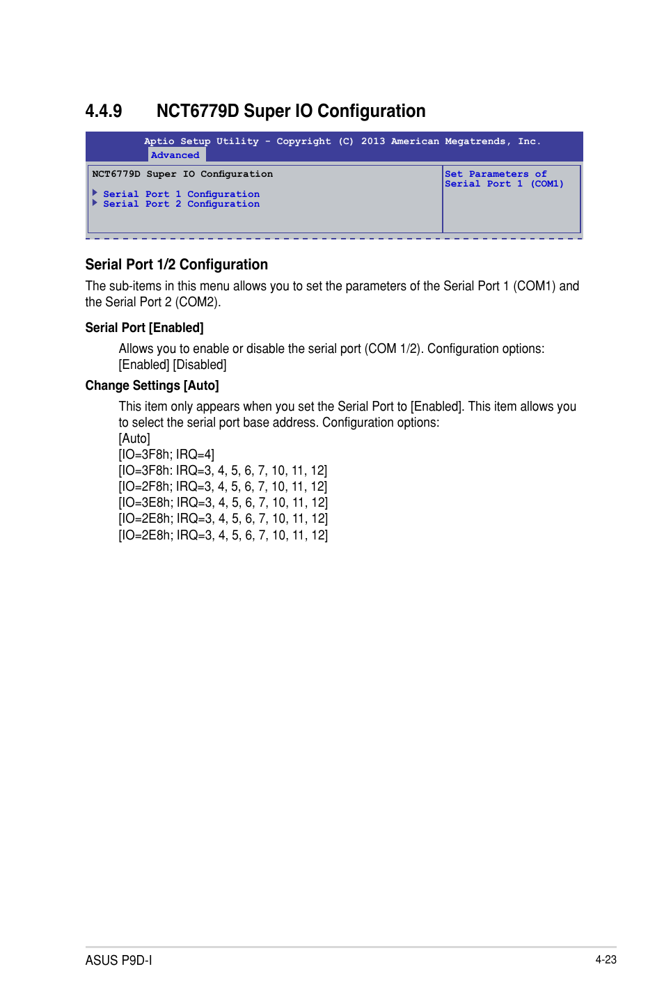 Nct6779d super io configuration -23 | Asus P9D-I User Manual | Page 75 / 182