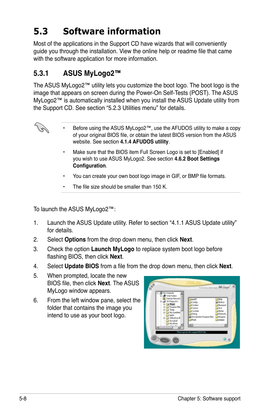 3 software information, 1 asus mylogo2 | Asus P5K SE User Manual | Page 112 / 136