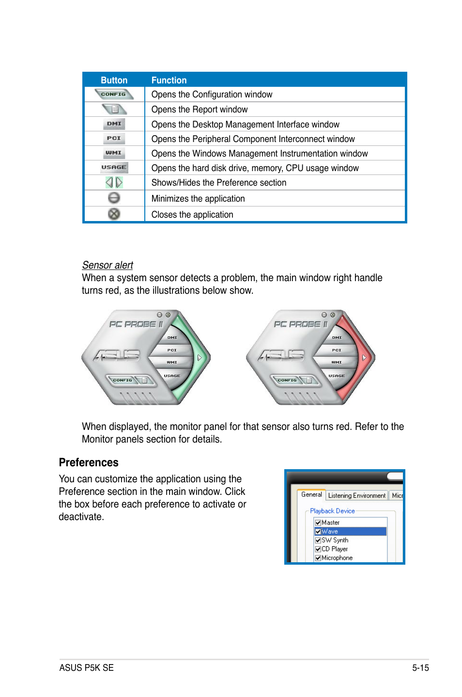 Preferences | Asus P5K SE User Manual | Page 119 / 136