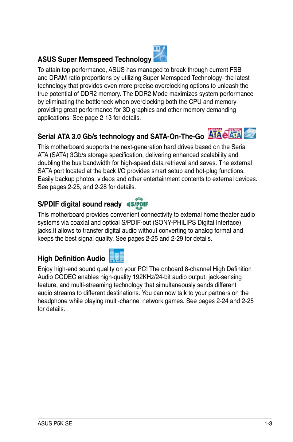 Asus P5K SE User Manual | Page 19 / 136