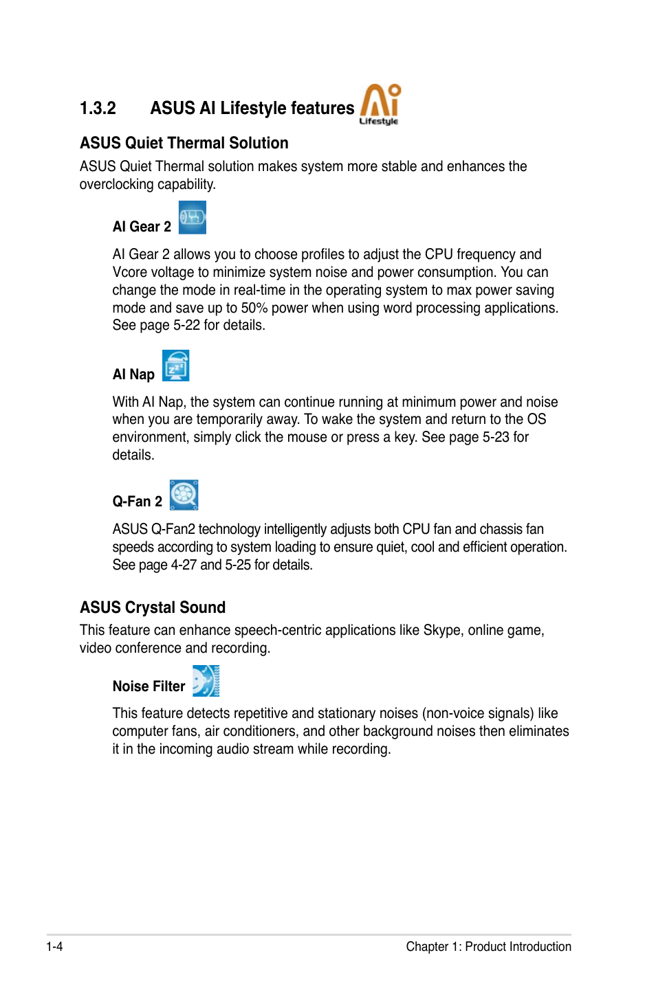 2 asus ai lifestyle features | Asus P5K SE User Manual | Page 20 / 136