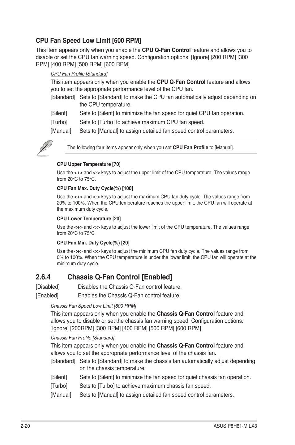4 chassis q-fan control [enabled, Chassis q-fan control [enabled] -20 | Asus P8H61-M LX3 User Manual | Page 50 / 62