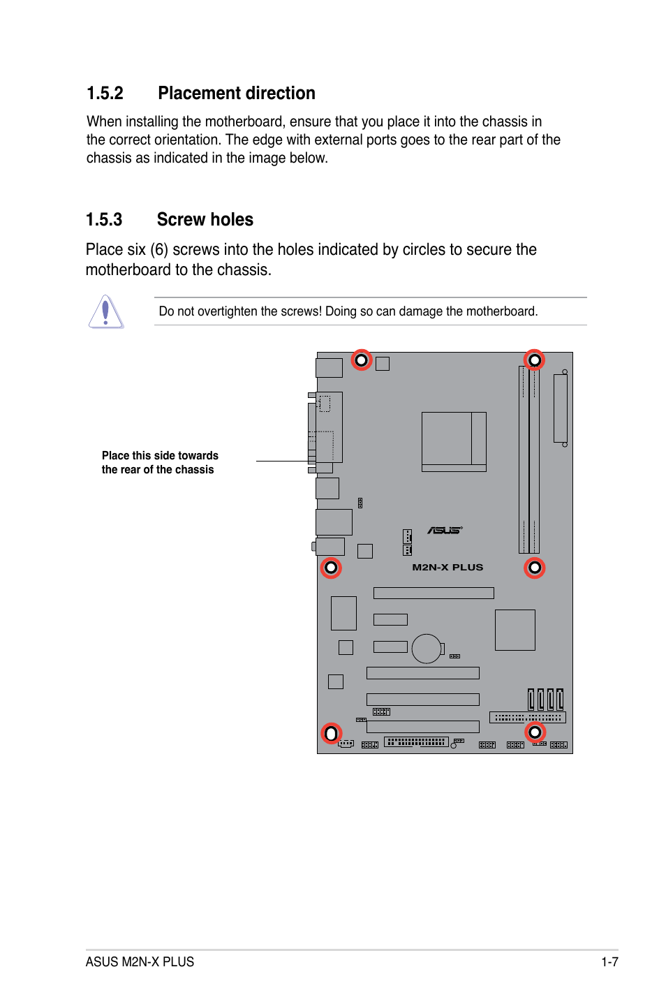 2 placement direction, 3 screw holes | Asus M2N-X PLUS User Manual | Page 19 / 90