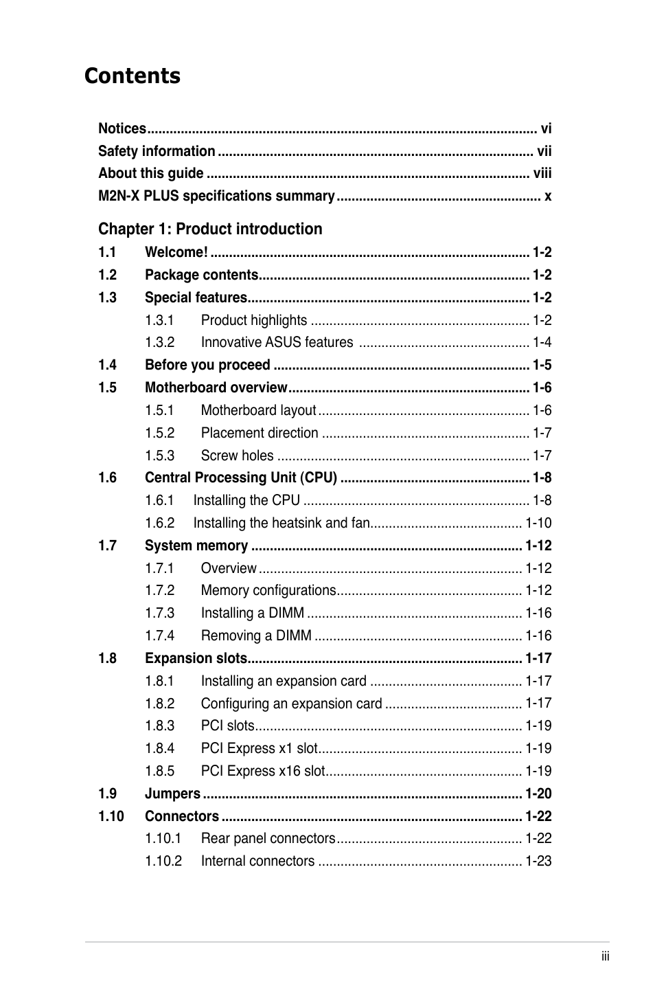 Asus M2N-X PLUS User Manual | Page 3 / 90