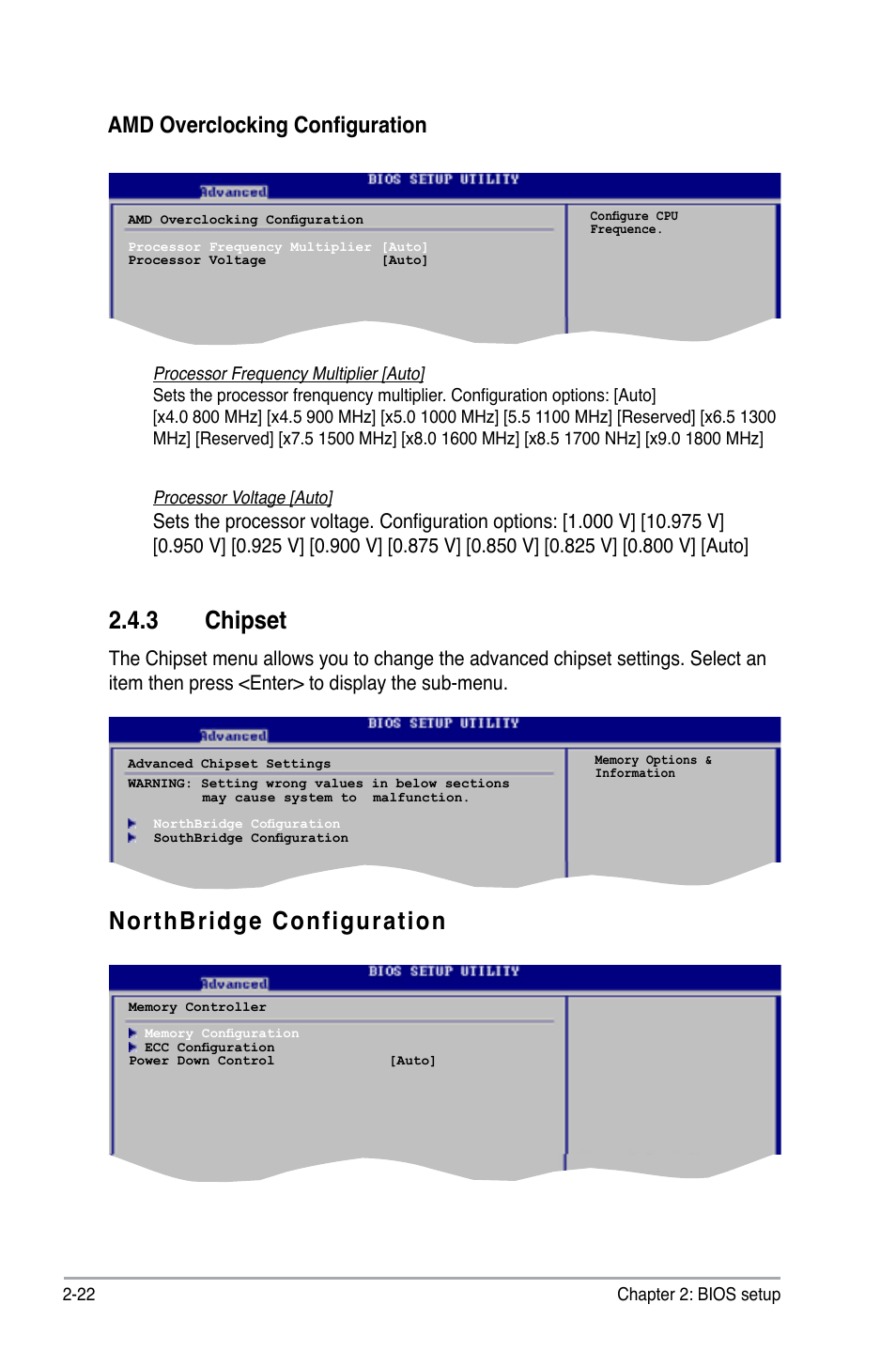 Northbridge configuration 2.4.3 chipset, Amd overclocking configuration | Asus M2N-X PLUS User Manual | Page 64 / 90