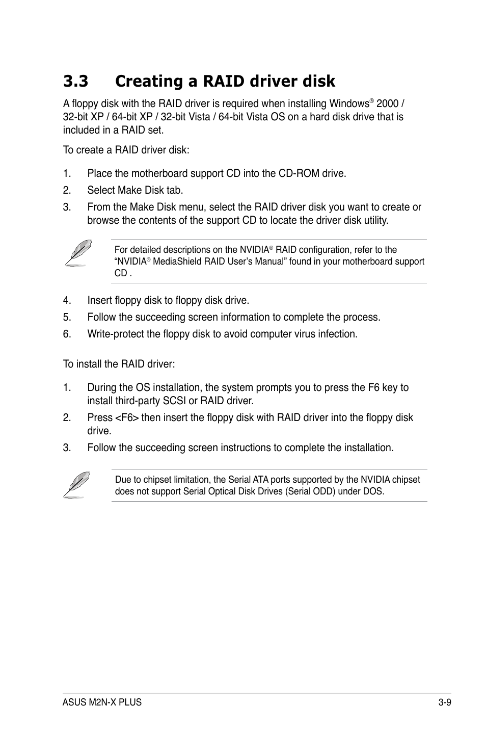 3 creating a raid driver disk | Asus M2N-X PLUS User Manual | Page 89 / 90