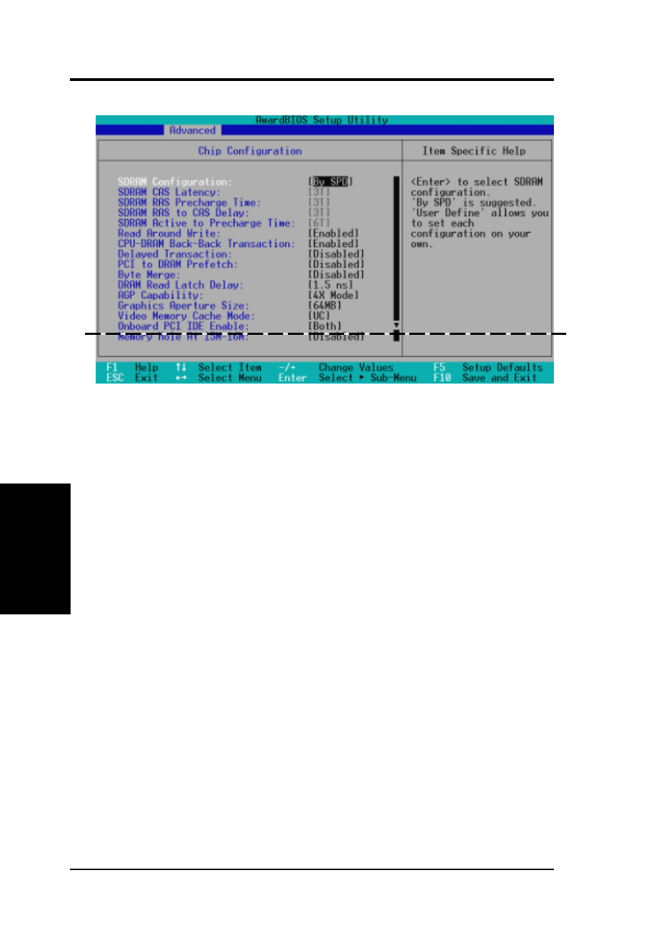 Bios setup, 1 chip configuration | Asus CUV4X-D User Manual | Page 58 / 92