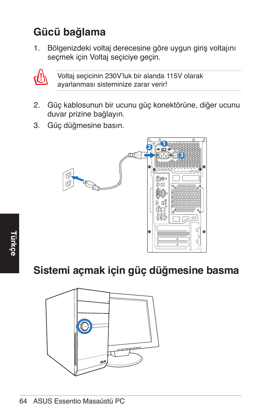 Türkçe, 64 asus essentio masaüstü pc | Asus CM1525 User Manual | Page 64 / 104