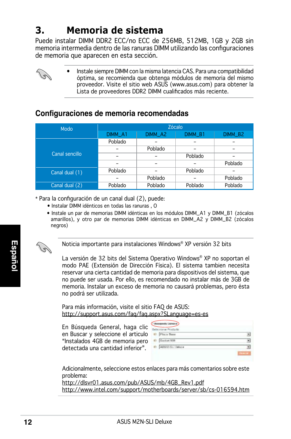 Español | Asus M2N-SLI Deluxe User Manual | Page 16 / 41