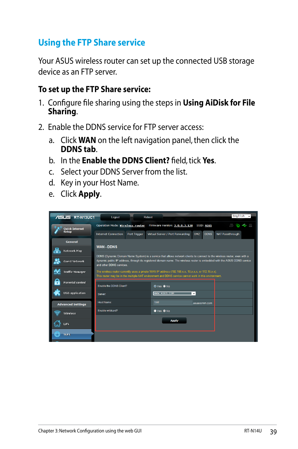 Using the ftp share service | Asus RT-N14U User Manual | Page 39 / 74